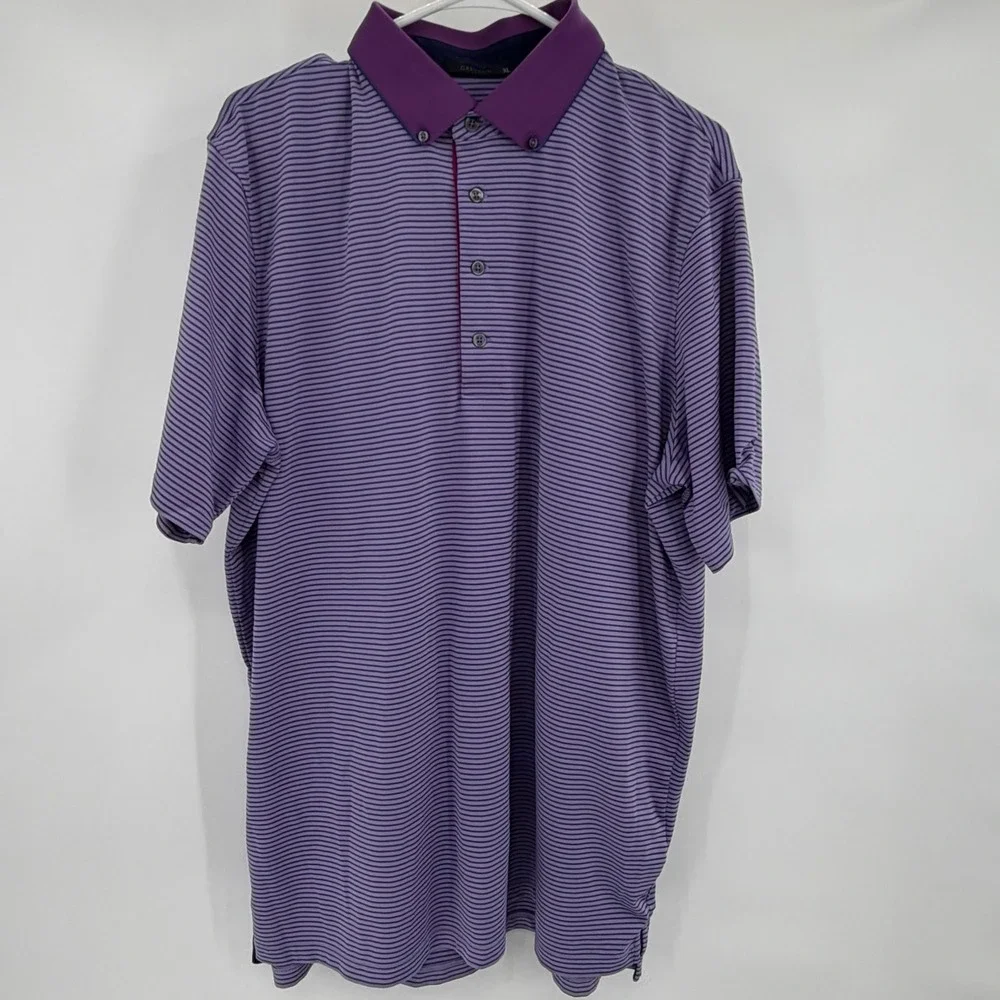 Greyson Polo Shirt Mens XL Purple Striped Short Sleeve Golf Athletic
